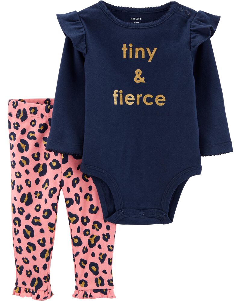 Little Treasure Unisex Baby Hoodie Bodysuit or Tee Top Leopard and Pant Set